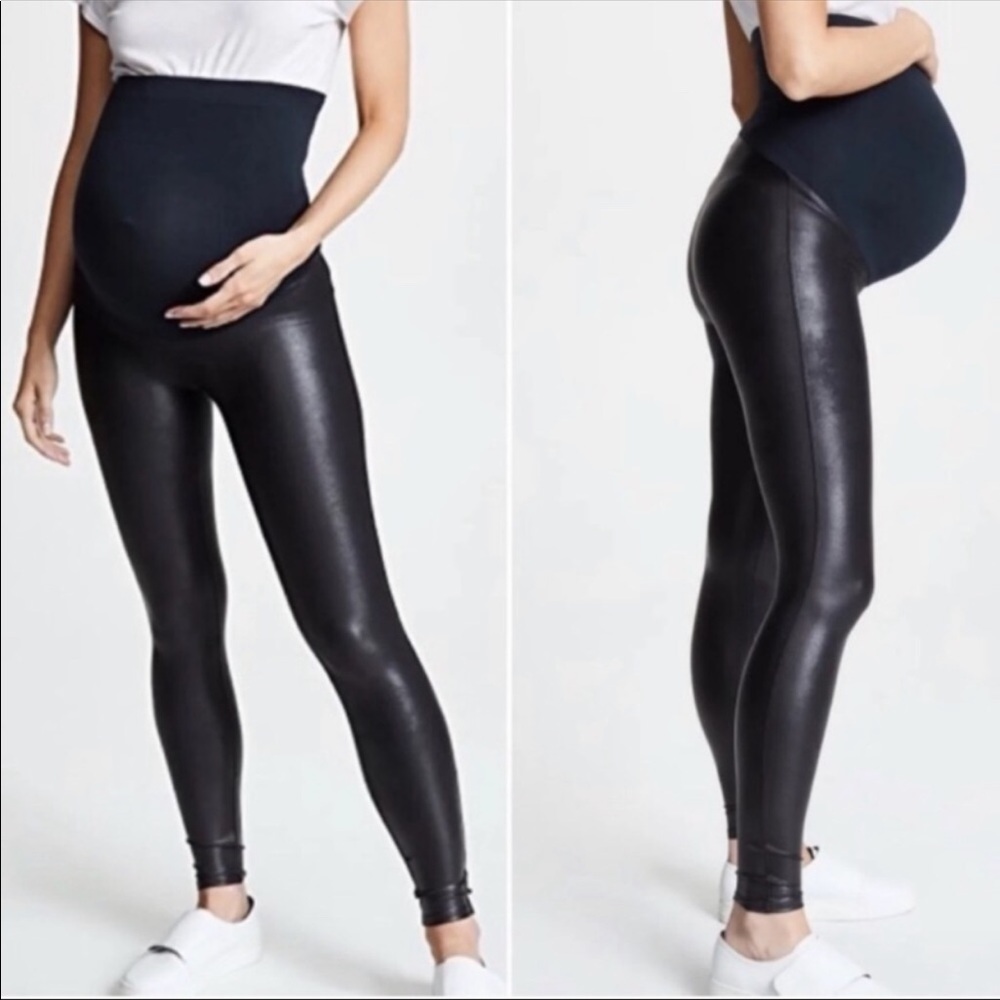 Spanx Mama Faux Leather maternity Leggings L
